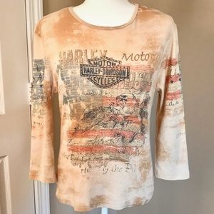Harley Davidson Quarter Sleeve Graphic Top